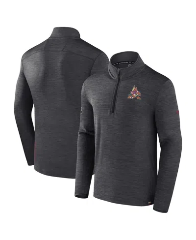 Fanatics Men's Heather Charcoal Arizona Coyotes Authentic Pro Quarter-zip Pullover Top