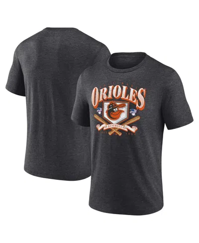Fanatics Men's Heather Charcoal Baltimore Orioles Home Team Tri-blend T-shirt In Heather Black