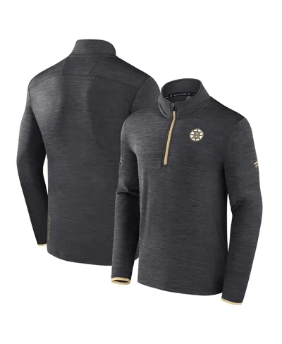 Fanatics Men's Heather Charcoal Boston Bruins Authentic Pro Quarter-zip Pullover Top