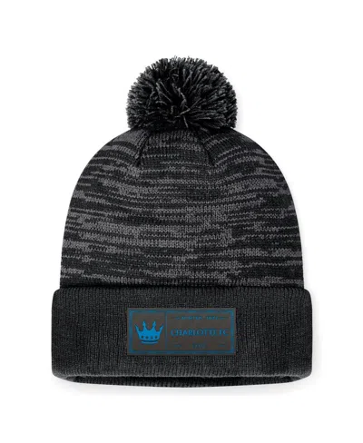 Fanatics Men's Heather Charcoal Charlotte Fc Low Key Cuffed Knit Hat With Pom In Heather Charcoal,black