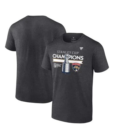 Fanatics Big Boys And Girls Heather Charcoal Florida Panthers 2024 Stanley Cup Champions Locker Room T-shirt