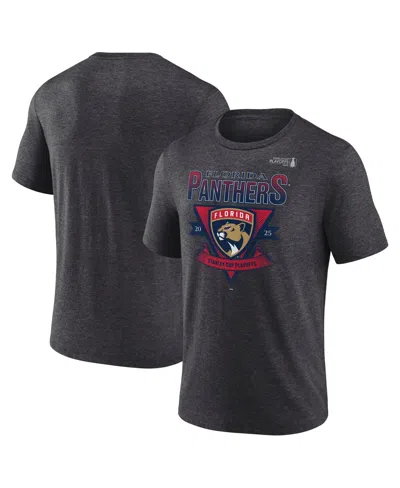 Fanatics Men's Heather Charcoal Florida Panthers 2025 Stanley Cup Playoffs Crossbar Tri-blend T-shirt In Gray