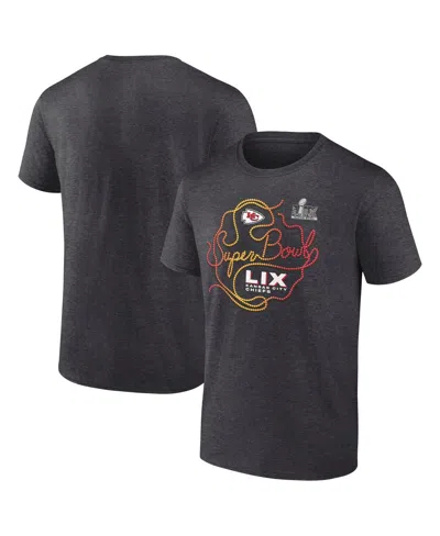 Fanatics Men's Heather Charcoal Kansas City Chiefs Super Bowl Lix Big Tall Local T-shirt
