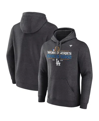Fanatics Men's Heather Charcoal Los Angeles Dodgers 2024 World Series Champions Locker Room Pullover Hoodie