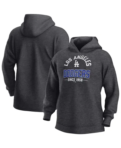 Fanatics Men's Heather Charcoal Los Angeles Dodgers Fleece Pullover Hoodie In Gray