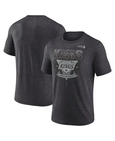 Fanatics Men's Heather Charcoal Los Angeles Kings 2025 Stanley Cup Playoffs Crossbar Tri-blend T-shirt In Gray