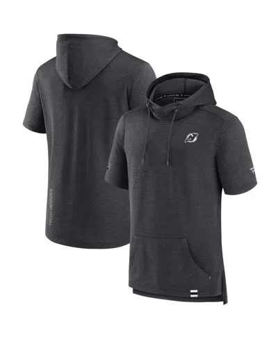 Fanatics Men's Heather Charcoal New Jersey Devils Authentic Pro Pullover Hoodie In Black