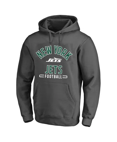Fanatics Men's Heather Charcoal New York Jets Big Tall Pullover Hoodie In Gray