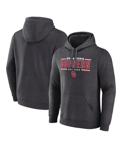 Fanatics Men's Heather Charcoal Oklahoma Sooners Horizontal Block Fleece Pullover Hoodie In Gray