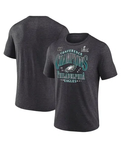 Fanatics Men's Heather Charcoal Philadelphia Eagles 2024 Nfc Champions Right Side Draw Tri-blend T-shirt