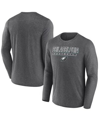 Fanatics Men's Heather Charcoal Philadelphia Eagles Fundamentals Long Sleeve T-shirt