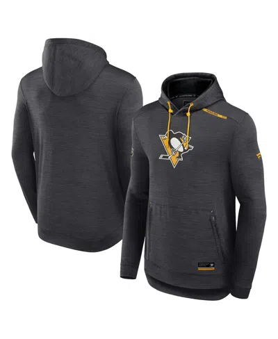 Fanatics Men's Heather Charcoal Pittsburgh Penguins Authentic Pro Tech Pullover Hoodie In Gray