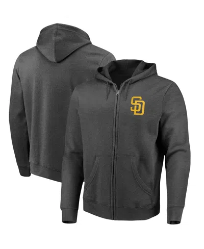 Fanatics Men's Heather Charcoal San Diego Padres Big Gamer Full-zip Hoodie In Black