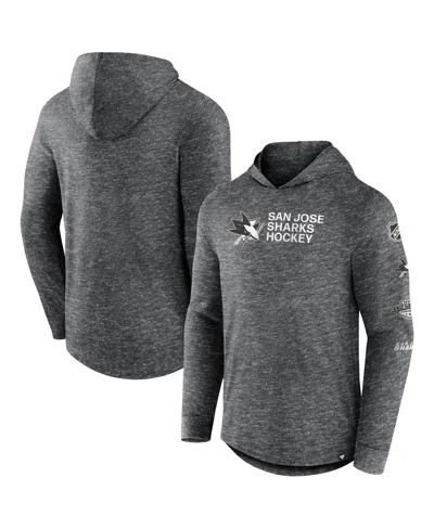 Fanatics Men's Heather Charcoal San Jose Sharks Stacked Long Sleeve Hoodie T-shirt