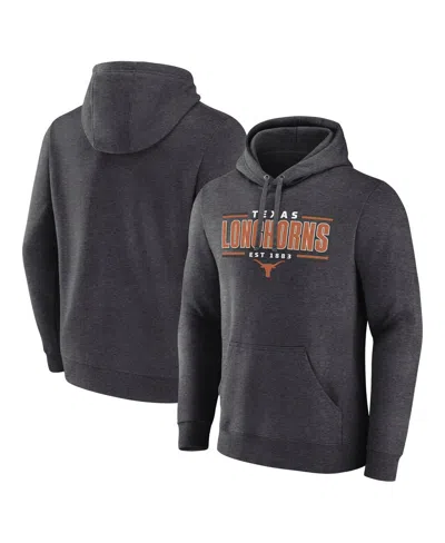 Fanatics Men's Heather Charcoal Texas Longhorns Horizontal Block Fleece Pullover Hoodie In Gray