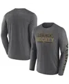 Fanatics Men's Heather Charcoal Vegas Golden Knights Sweep Iconic Synthetic Long Sleeve T-shirt In Gray