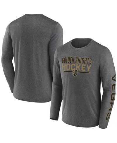 Fanatics Men's Heather Charcoal Vegas Golden Knights Sweep Iconic Synthetic Long Sleeve T-shirt In Gray