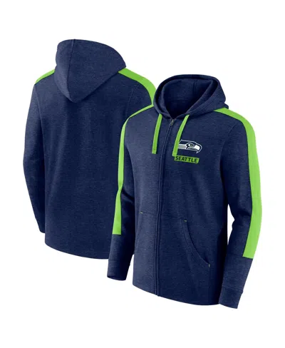 Fanatics Men's Heather College Navy Seattle Seahawks Gains Full-zip Hoodie In College Navy,green