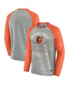 Fanatics Men's Heather Gray Baltimore Orioles Raw Edge Raglan Long Sleeve Baseball T-shirt In Heather Gray
