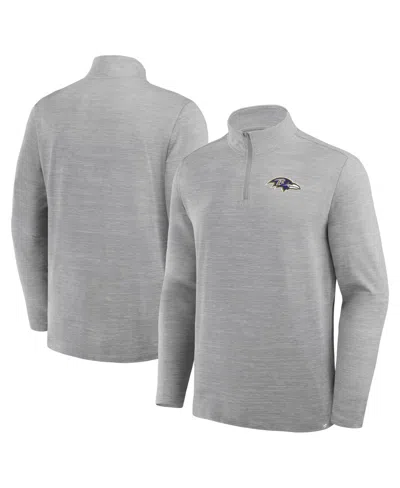 Fanatics Men's Heather Gray Baltimore Ravens Clutch Quarter-zip Pullover Sweatshirt