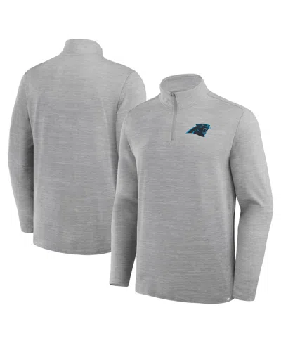 Fanatics Men's Heather Gray Carolina Panthers Clutch Quarter-zip Pullover Sweatshirt