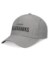 Fanatics Men's Heather Gray Chicago Blackhawks Elements A-frame Leather Strapback Hat In Heather Gray