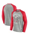 Fanatics Men's Heather Gray Cincinnati Reds Raw Edge Raglan Long Sleeve Baseball T-shirt In Heather Gray