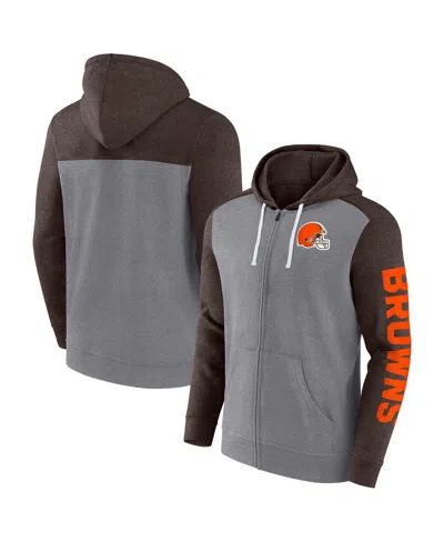 Fanatics Men's Heather Gray Cleveland Browns Down And Distance Full-zip Hoodie