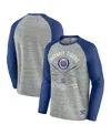 Fanatics Men's Heather Gray Detroit Tigers Raw Edge Raglan Long Sleeve Baseball T-shirt In Heather Gray