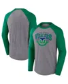 Fanatics Men's Heather Gray Hartford Whalers Vintage Hockey Goal Crease Raglan Tri-blend Long Sleeve T-shirt In Heather Gray