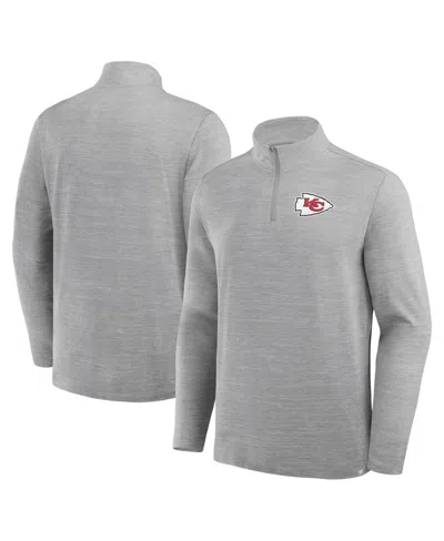 Fanatics Men's Heather Gray Kansas City Chiefs Clutch Quarter-zip Pullover Sweatshirt