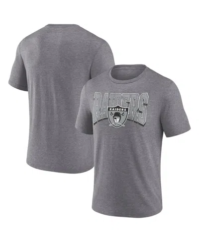 Fanatics Men's Heather Gray Las Vegas Raiders Warped Block Tri-blend T-shirt