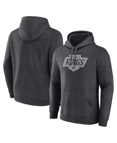Fanatics Men's Heather Gray Los Angeles Kings New Primary Logo Pullover Hoodie In Heather Charcoal
