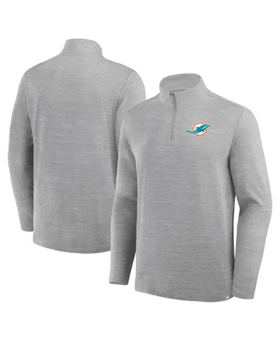 Fanatics Men's Heather Gray Miami Dolphins Clutch Quarter-zip Pullover Sweatshirt