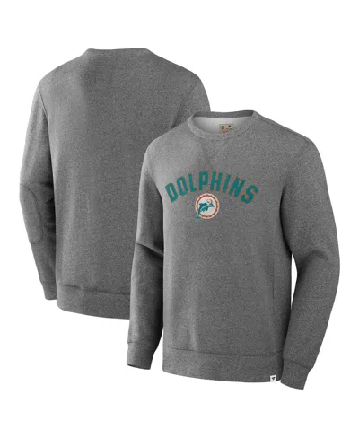 Fanatics Men's Heather Gray Miami Dolphins Loop Terry Pullover Sweatshirt