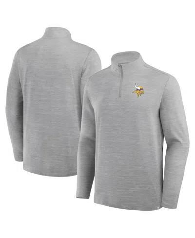 Fanatics Men's Heather Gray Minnesota Vikings Clutch Quarter-zip Pullover Sweatshirt