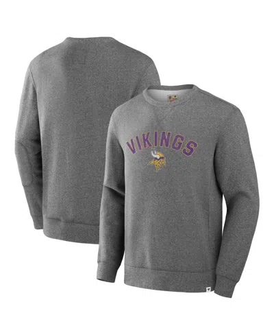 Fanatics Men's Heather Gray Minnesota Vikings Loop Terry Pullover Sweatshirt