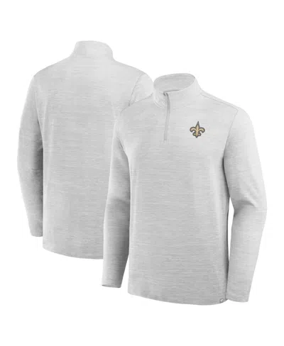 Fanatics Men's Heather Gray New Orleans Saints Clutch Quarter-zip Pullover Sweatshirt