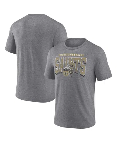 Fanatics Men's Heather Gray New Orleans Saints Warped Block Tri-blend T-shirt In Animal Print