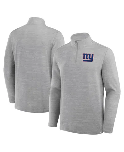 Fanatics Men's Heather Gray New York Giants Clutch Quarter-zip Pullover Sweatshirt