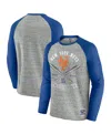 Fanatics Men's Heather Gray New York Mets Raw Edge Raglan Long Sleeve Baseball T-shirt In Heather Gray