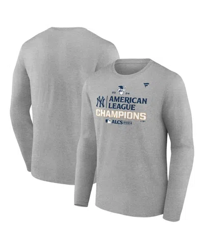 Fanatics Men's Heather Gray New York Yankees 2024 American League Champions Locker Room Long Sleeve T-shirt