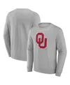 Fanatics Men's Heather Gray Oklahoma Sooners Applique Fleece Pullover Sweatshirt In Gray