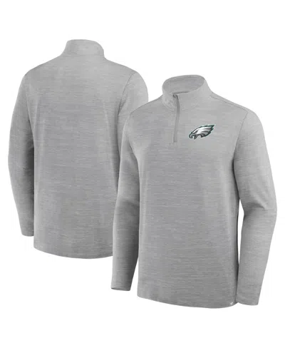 Fanatics Men's Heather Gray Philadelphia Eagles Clutch Quarter-zip Pullover Sweatshirt