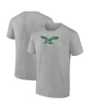 Fanatics Men's Heather Gray Philadelphia Eagles Distressed Throwback Logo T-shirt In Gray