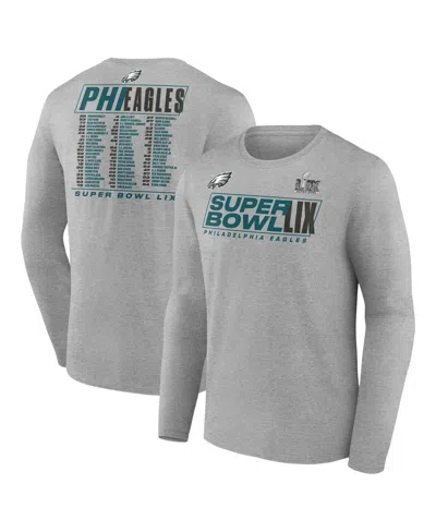 Fanatics Men's Heather Gray Philadelphia Eagles Super Bowl Lix Roster Long Sleeve T-shirt