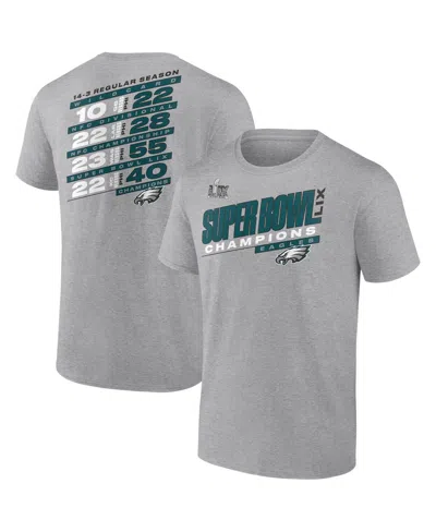 FANATICS MEN'S HEATHER GRAY PHILADELPHIA EAGLES SUPER BOWL LIX CHAMPIONS BIG TALL COUNTING POINTS SCORE T-SHI