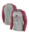 Fanatics Men's Heather Gray Philadelphia Phillies Raw Edge Raglan Long Sleeve Baseball T-shirt In Heather Gray