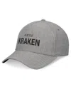Fanatics Men's Heather Gray Seattle Kraken Elements A-frame Leather Strapback Hat In Heather Gray