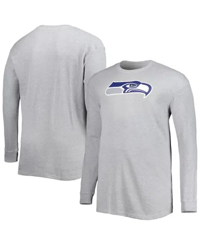 Fanatics Men's Heather Gray Seattle Seahawks Big And Tall Waffle-knit Thermal Long Sleeve T-shirt